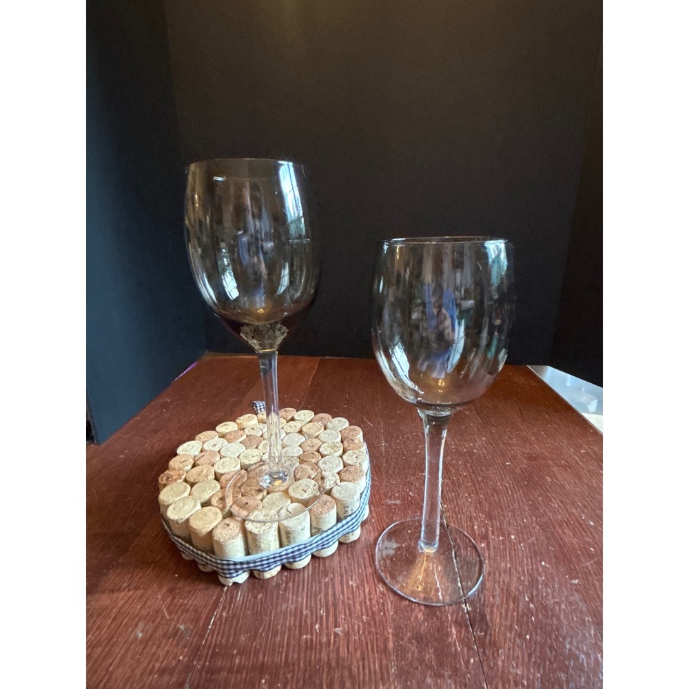 Vintage Smoked Glass Wine Goblets Set‎ 2 Grey Tinted Stemmed Wine Glasses 8.5in